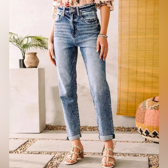 KanCan Signature Baggy Fit Stretch Denim Jeans Ultra High Rise in Juniper 29 - Picture 1 of 15